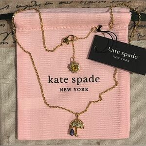 Kate Spade Gold Umbrella Pendant Necklace Rain or Shine new